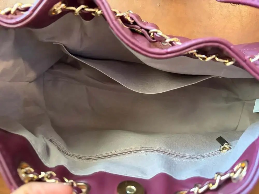 CLUCI Quilted Vegan Leather Slouchy Hobo Shoulder Bag in Burgundy